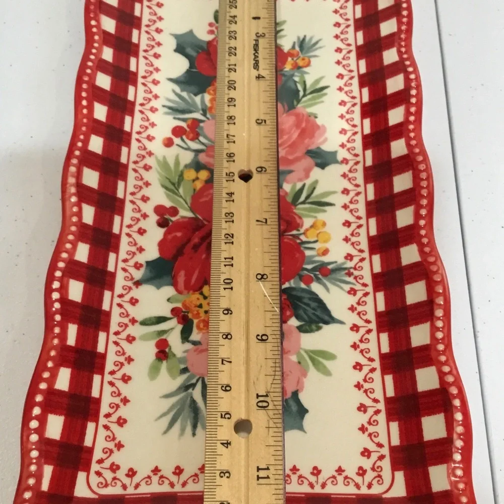 The Pioneer Woman Red and Pink Floral Ceramic Serving Platter